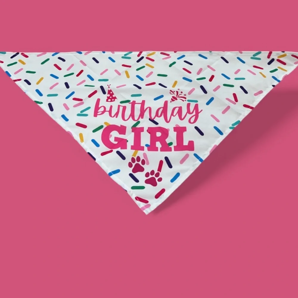 NEW Birthday Girl Dog Bandana Sprinkles Colorful Pet Puppy - Picture 1 of 4